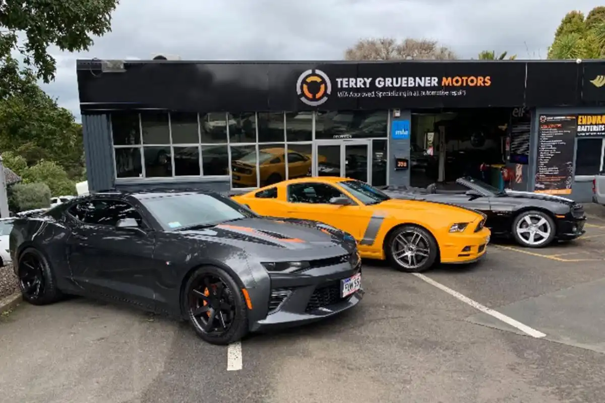 muscle cars out front of TG Motors muscle cars out front of TG Motors